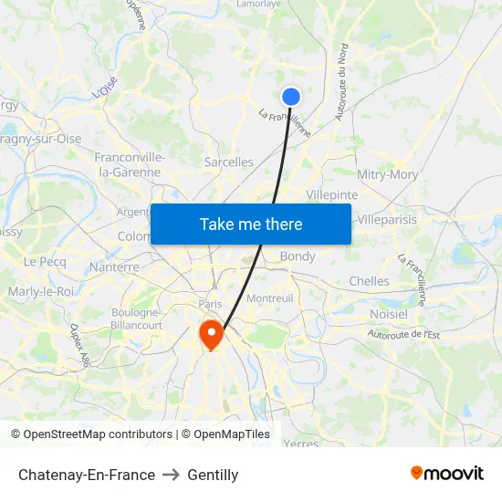 Chatenay-En-France to Gentilly map