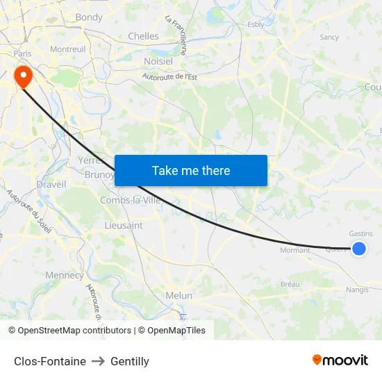Clos-Fontaine to Gentilly map