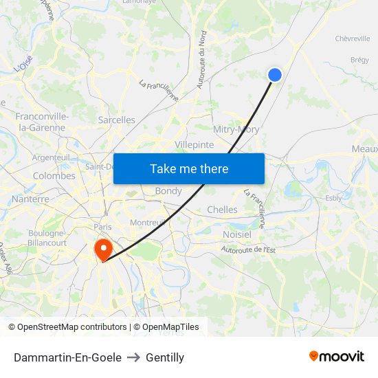 Dammartin-En-Goele to Gentilly map