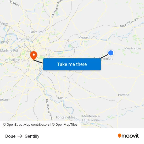 Doue to Gentilly map