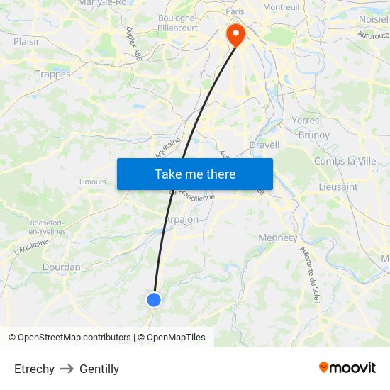 Etrechy to Gentilly map