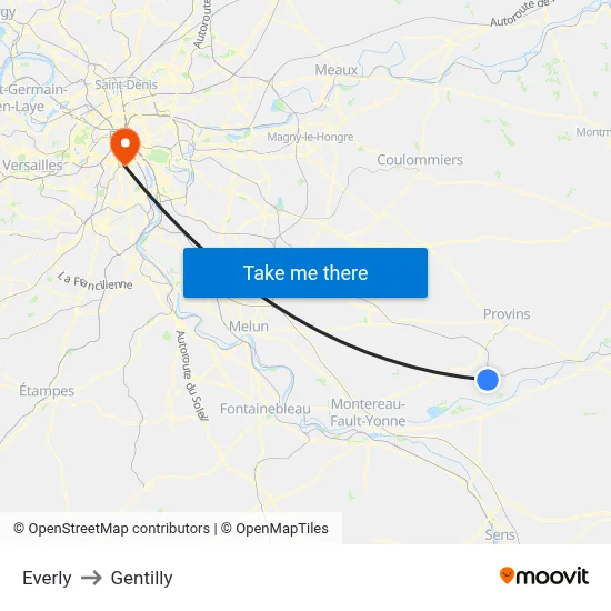Everly to Gentilly map