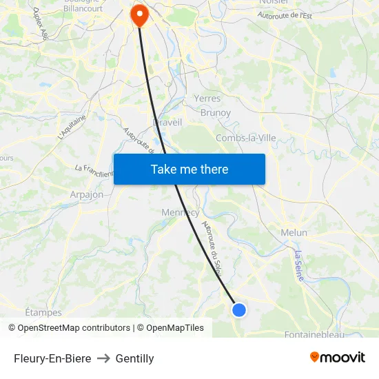 Fleury-En-Biere to Gentilly map