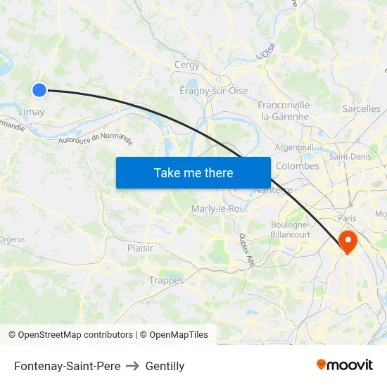 Fontenay-Saint-Pere to Gentilly map