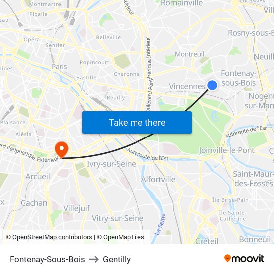 Fontenay-Sous-Bois to Gentilly map