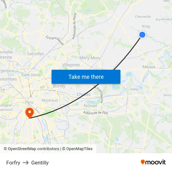 Forfry to Gentilly map