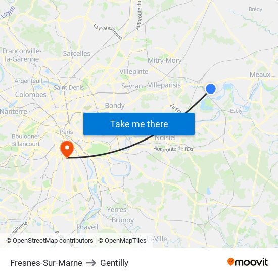 Fresnes-Sur-Marne to Gentilly map