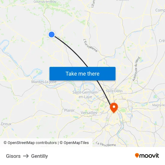 Gisors to Gentilly map