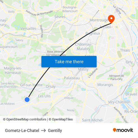 Gometz-Le-Chatel to Gentilly map