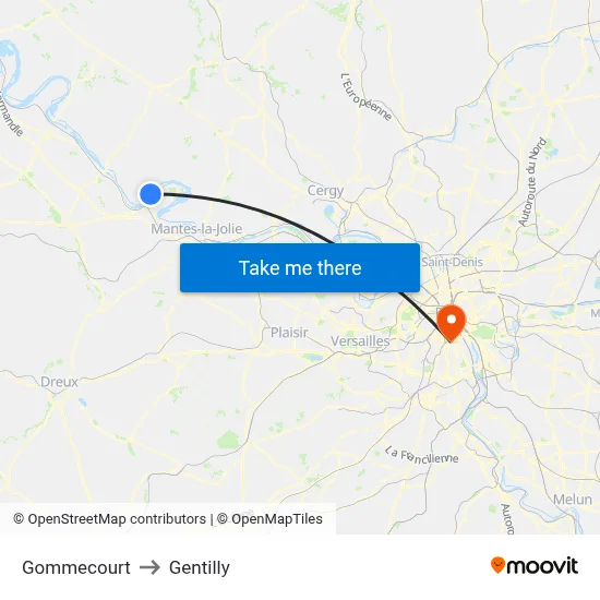 Gommecourt to Gentilly map
