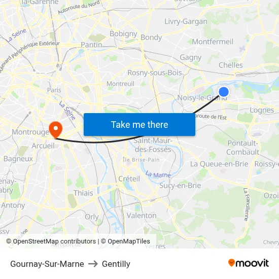 Gournay-Sur-Marne to Gentilly map