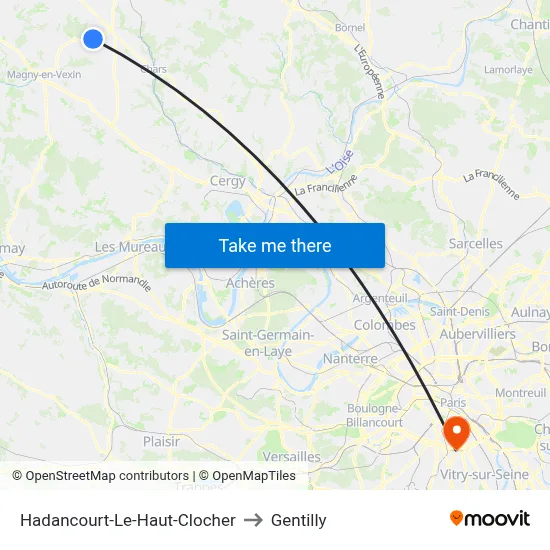 Hadancourt-Le-Haut-Clocher to Gentilly map