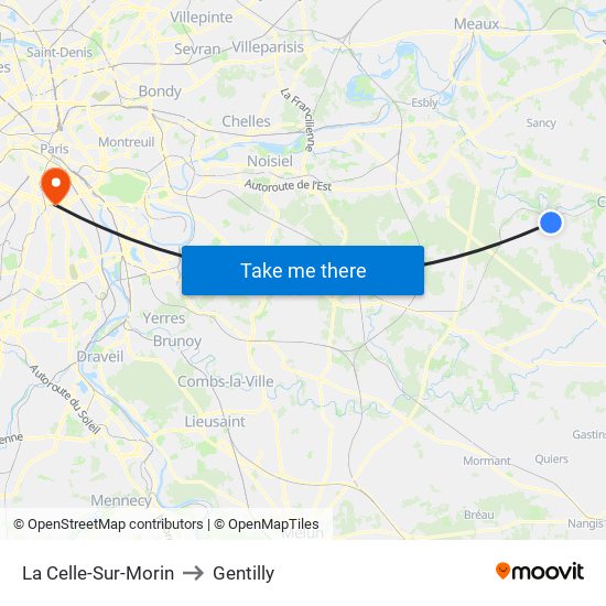La Celle-Sur-Morin to Gentilly map