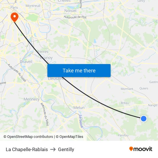 La Chapelle-Rablais to Gentilly map