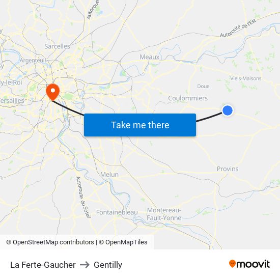 La Ferte-Gaucher to Gentilly map