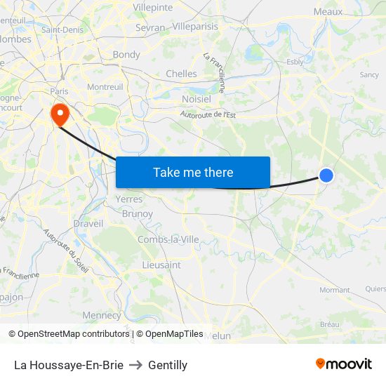 La Houssaye-En-Brie to Gentilly map