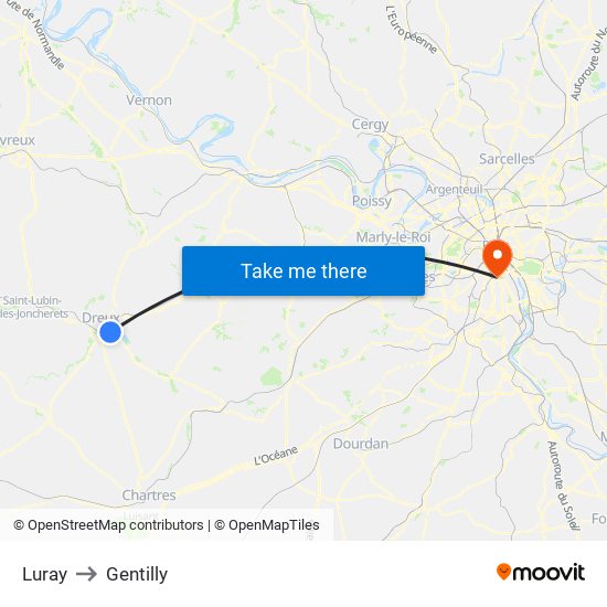 Luray to Gentilly map