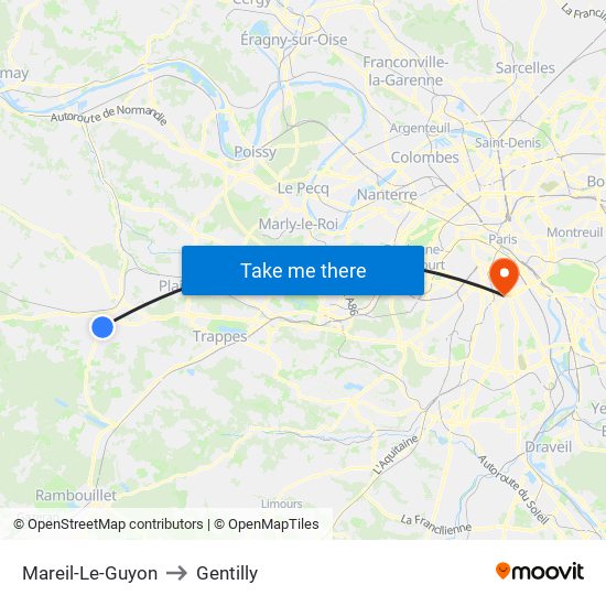 Mareil-Le-Guyon to Gentilly map