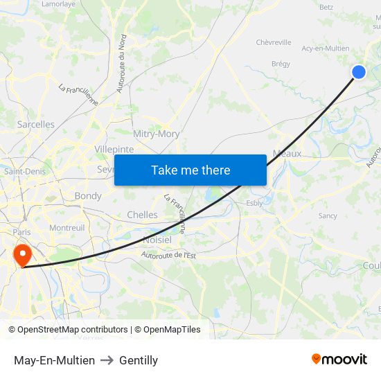May-En-Multien to Gentilly map