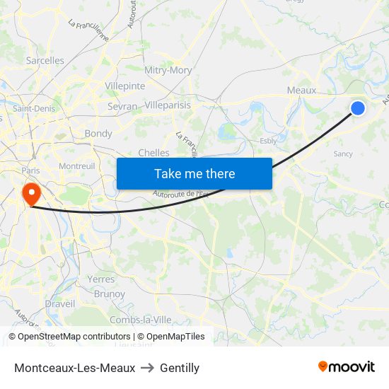 Montceaux-Les-Meaux to Gentilly map