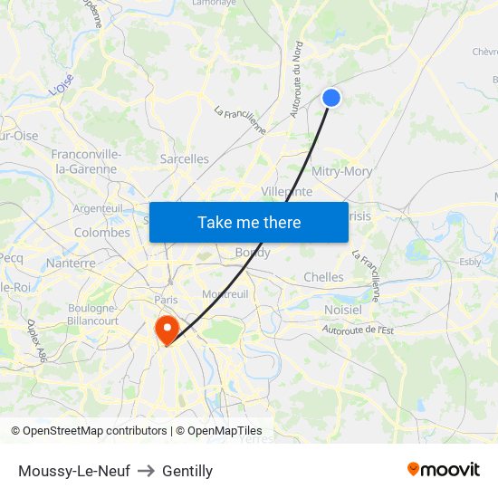 Moussy-Le-Neuf to Gentilly map