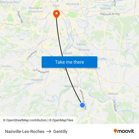 Nainville-Les-Roches to Gentilly map