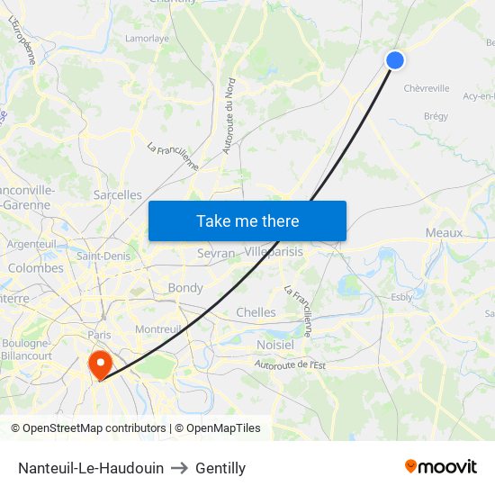 Nanteuil-Le-Haudouin to Gentilly map