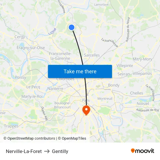 Nerville-La-Foret to Gentilly map