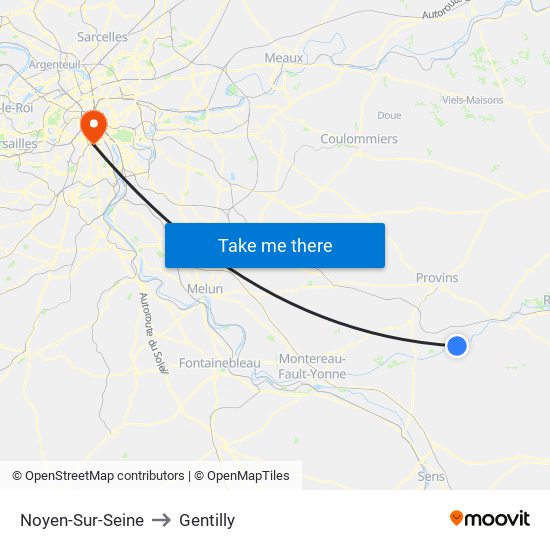 Noyen-Sur-Seine to Gentilly map