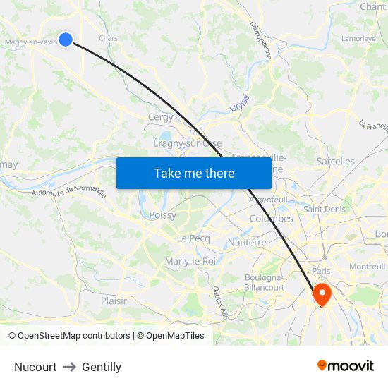 Nucourt to Gentilly map