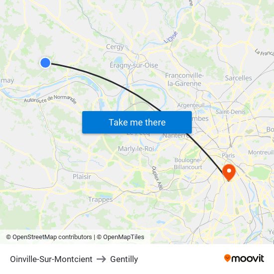 Oinville-Sur-Montcient to Gentilly map