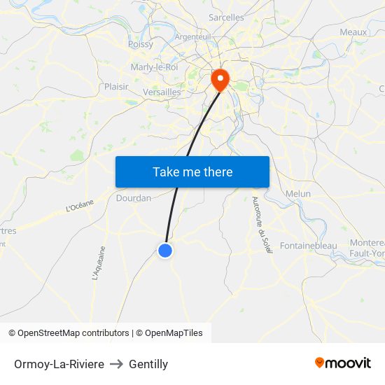 Ormoy-La-Riviere to Gentilly map