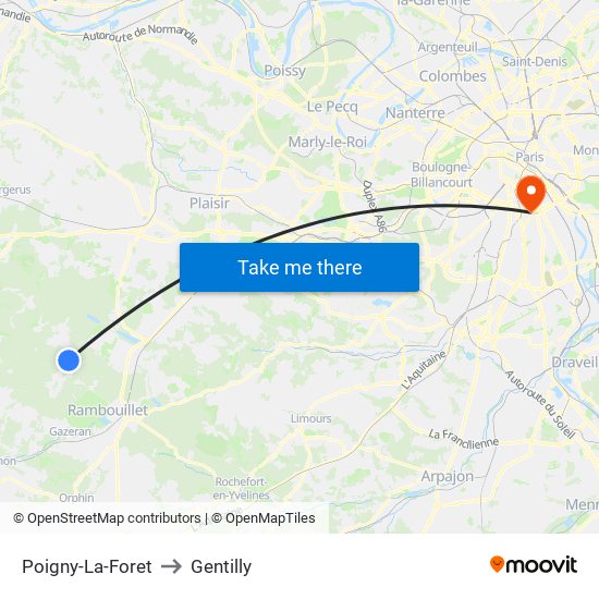 Poigny-La-Foret to Gentilly map