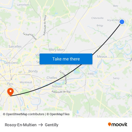 Rosoy-En-Multien to Gentilly map