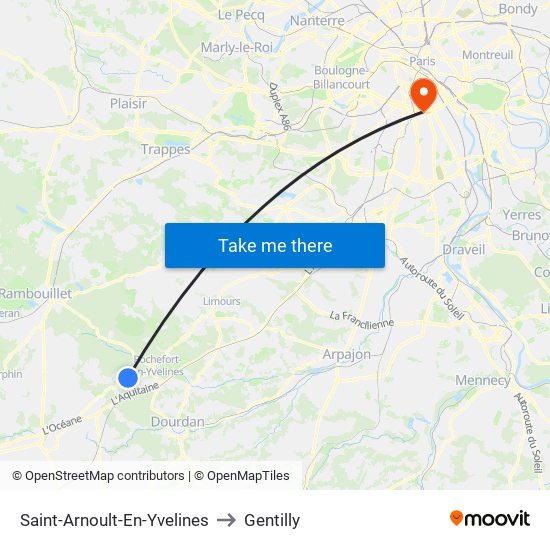 Saint-Arnoult-En-Yvelines to Gentilly map