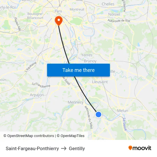 Saint-Fargeau-Ponthierry to Gentilly map