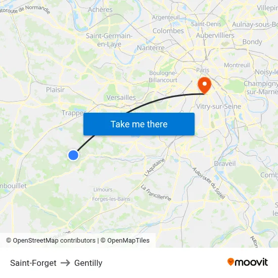 Saint-Forget to Gentilly map
