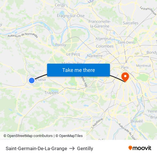Saint-Germain-De-La-Grange to Gentilly map
