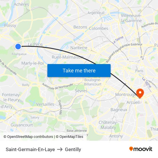 Saint-Germain-En-Laye to Gentilly map
