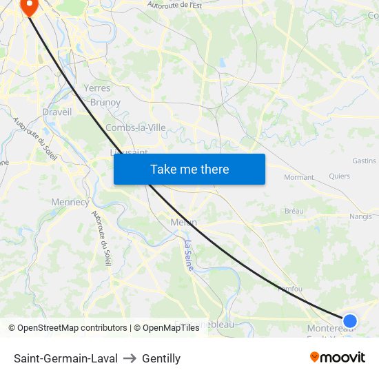 Saint-Germain-Laval to Gentilly map