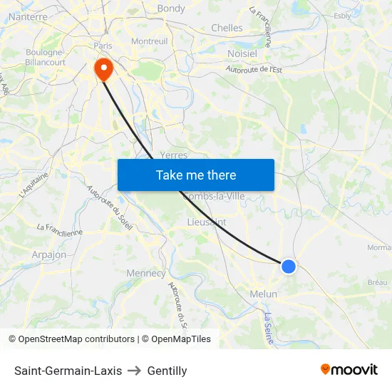 Saint-Germain-Laxis to Gentilly map