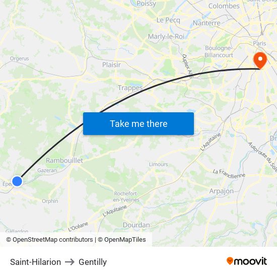 Saint-Hilarion to Gentilly map