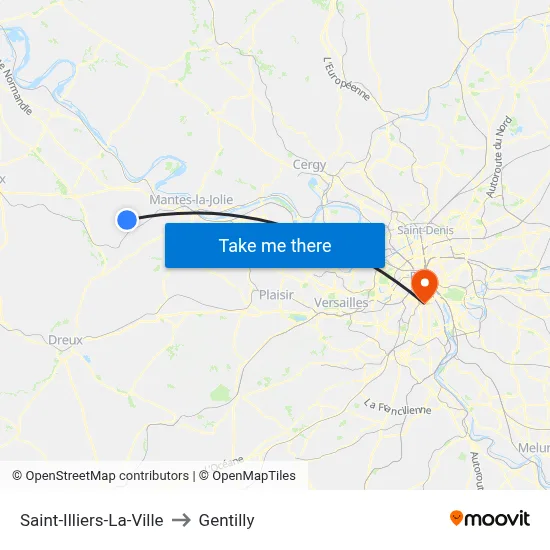 Saint-Illiers-La-Ville to Gentilly map