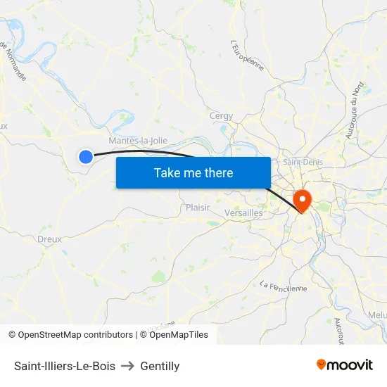 Saint-Illiers-Le-Bois to Gentilly map