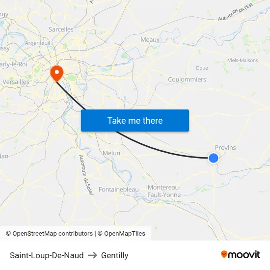 Saint-Loup-De-Naud to Gentilly map