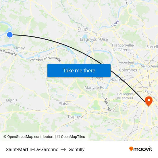 Saint-Martin-La-Garenne to Gentilly map