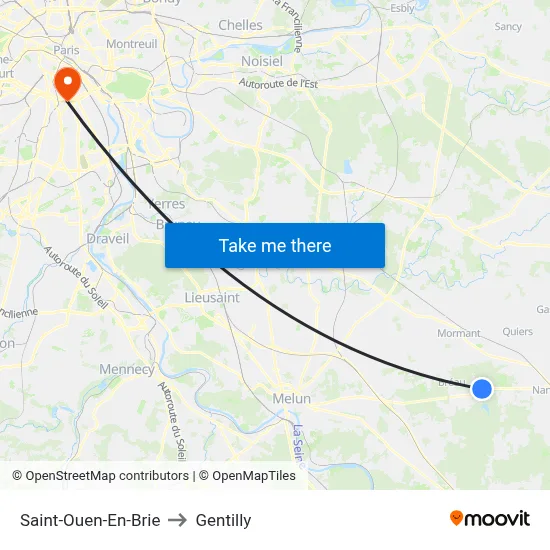 Saint-Ouen-En-Brie to Gentilly map