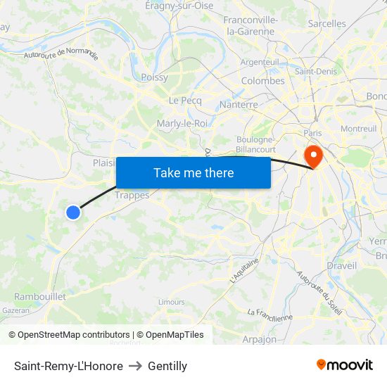 Saint-Remy-L'Honore to Gentilly map