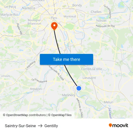 Saintry-Sur-Seine to Gentilly map