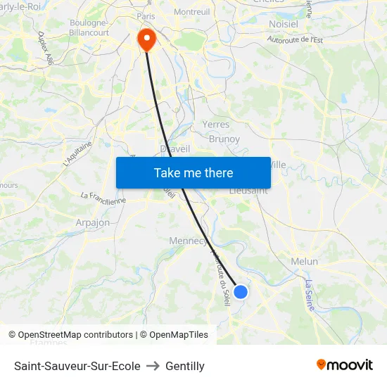 Saint-Sauveur-Sur-Ecole to Gentilly map